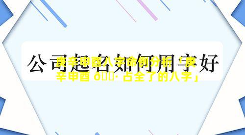 庚辛申酉八字命例分析「庚辛申酉 🕷 占全了的八字」